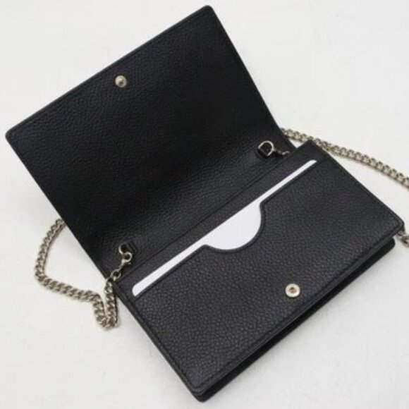 GUCCI Soho Wallet on Chain Black Leather CrossBody Bag - Picture 9 of 13